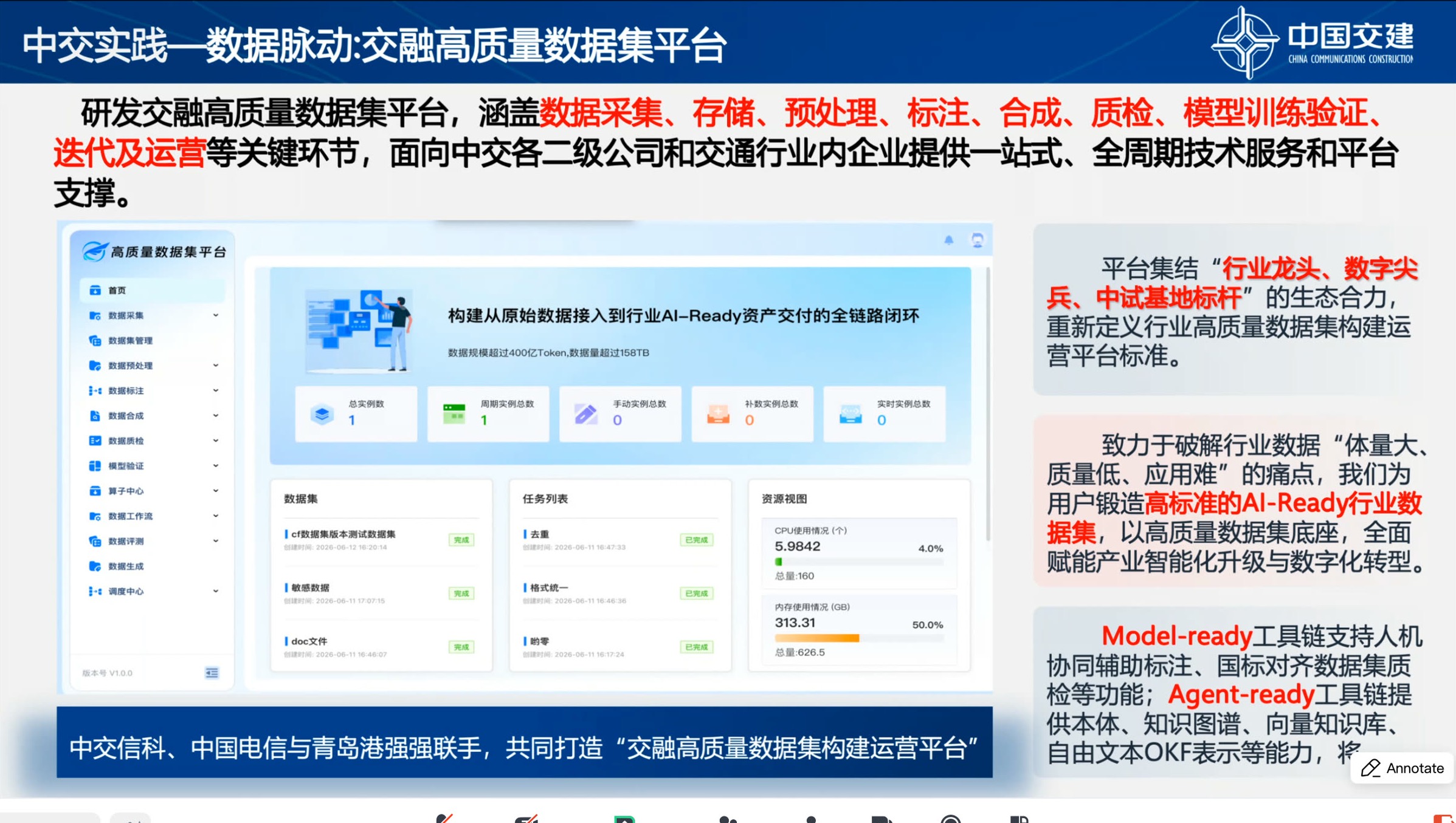 高质量数据集平台的全流程能力